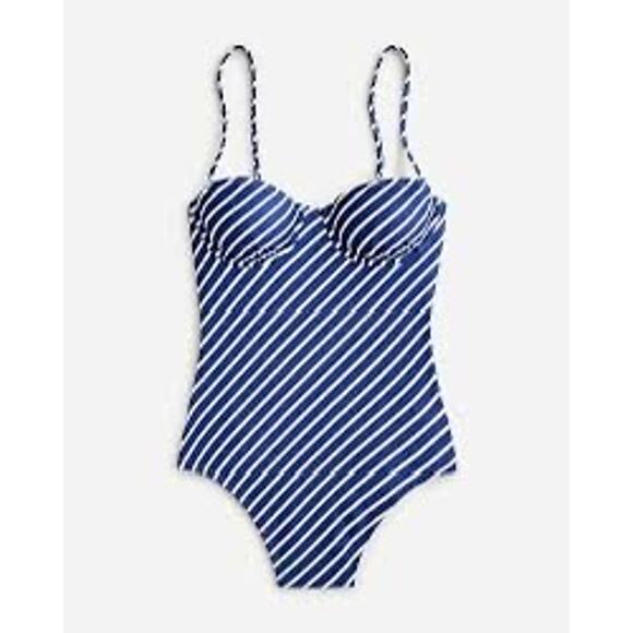 NWT Women’s J.Crew Nautical Balconette Underwire One-Piece Swimsuit size 16 - Picture 2 of 6